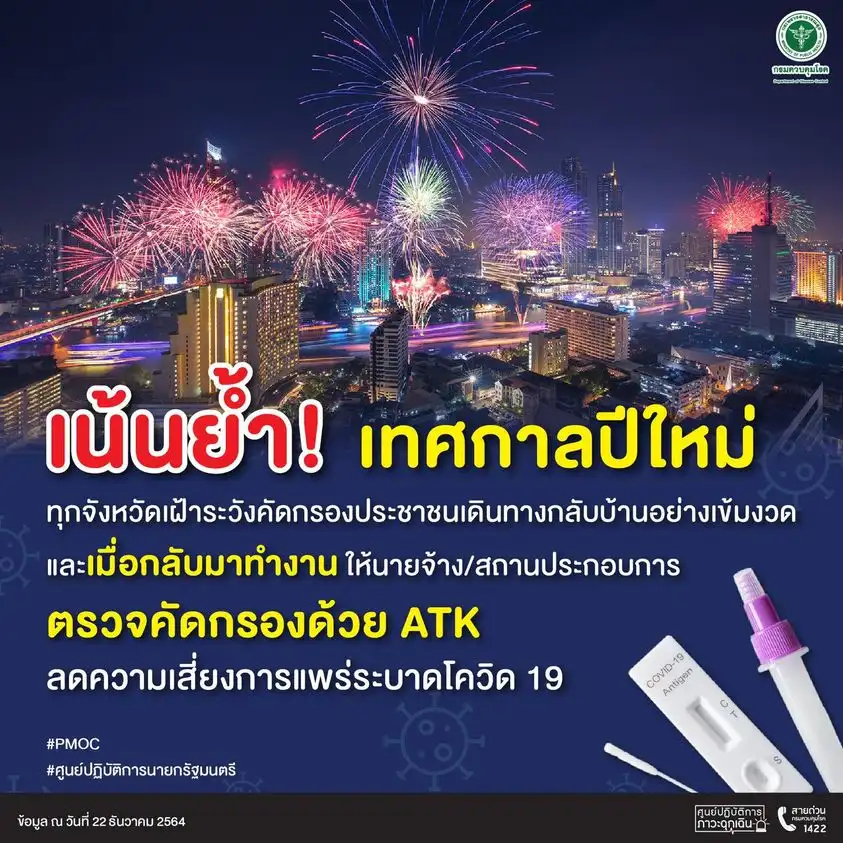 เน้นย้ำ! เทศกาลปีใหม่ ตรวจคัดกรองด้วย ATK 