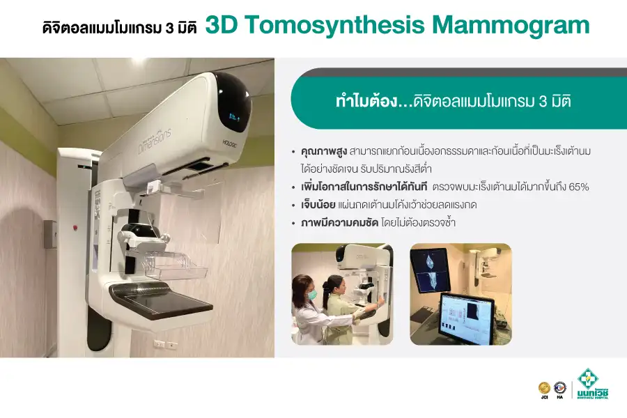 เครื่องดิจิตอลแมมโมแกรม 3 มิติ เทคโนโลยีทางการแพทย์ โรงพยาบาลนนทเวช