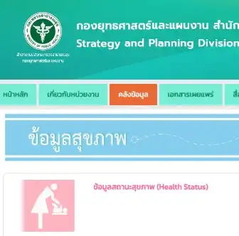 ระบบสถิติสุขภาพ : คลังข้อมูลสุขภาพ กระทรวงสาธารณสุข แหล่งข้อมูลสุขภาพประชากรชาวไทยและการสาธารณสุข