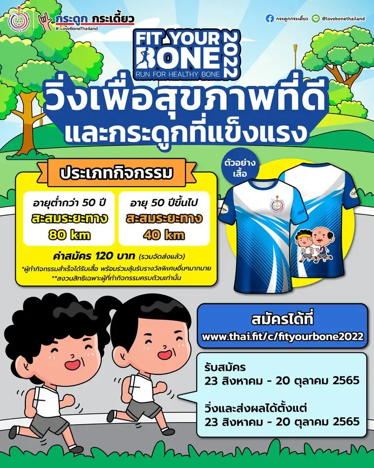FIT YOUR BONE, RUN FOR HEALTHY BONE 2022 วิ่งและส่งผลถึง 20 ต.ค.65  [Finished] งานวิ่งในไทยที่จัดและจบไปแล้วในรอบปี 2565
