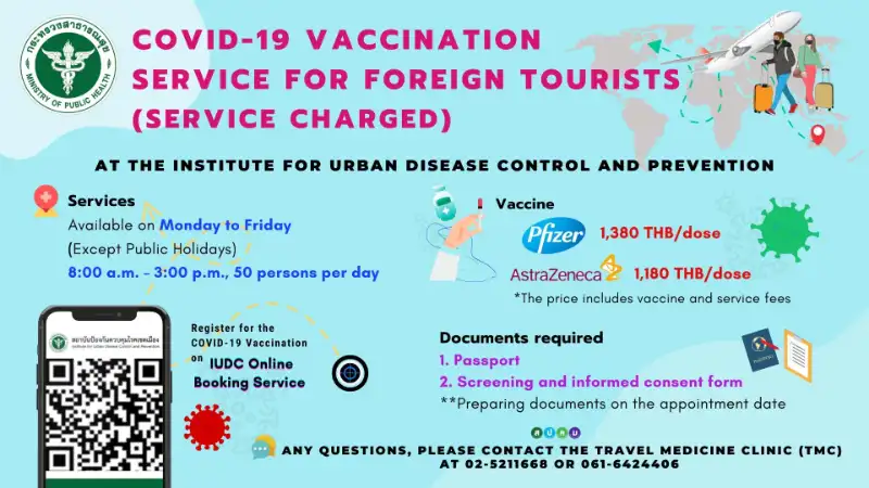 Covid-19 vaccination at UDPC Institute Bangkok 10 tourist COVID vaccination service locations in Thailand