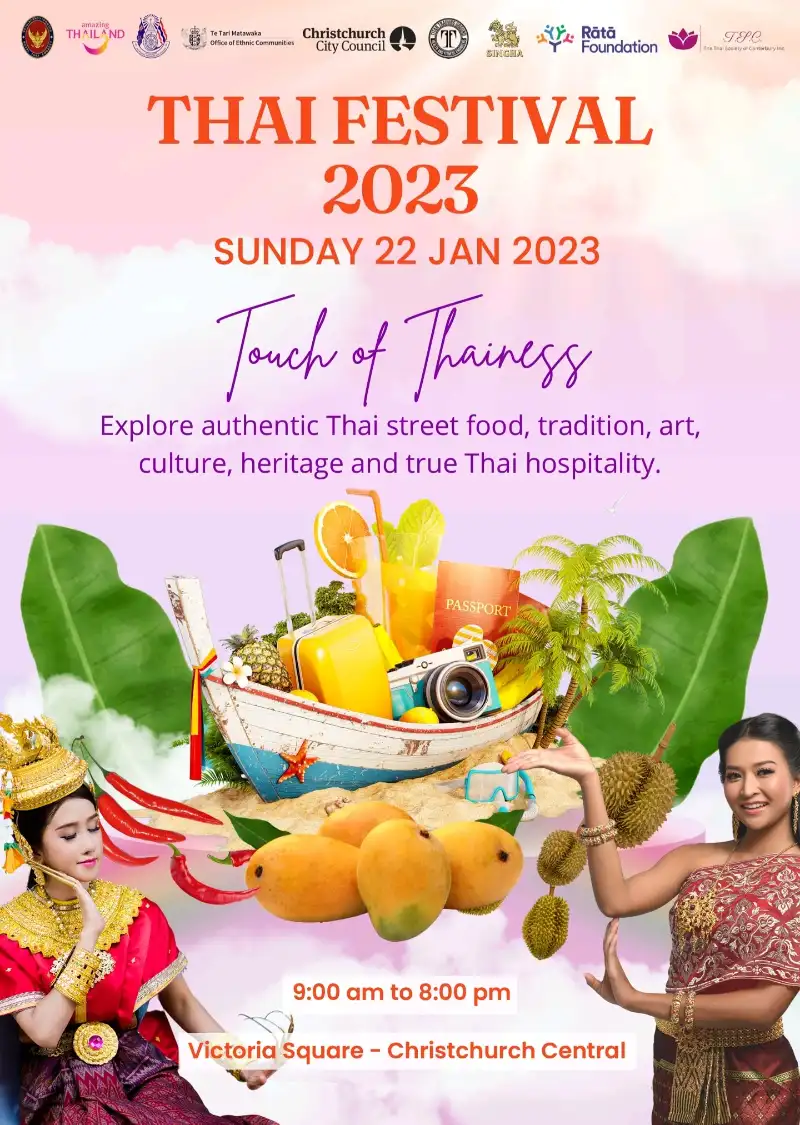 Thai Festival 2023 in Christchurch - Sunday 22nd January 2023 Enjoy Thais at Thai festival around the world 2023