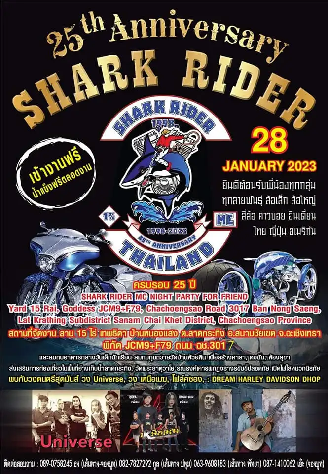 25 ปี ชาร์ค ไรเดอร์ 28 มกราคม 2566 กิจกรรมไบค์วีค Bike week ในไทยแลนด์ ปีที่ผ่านมา