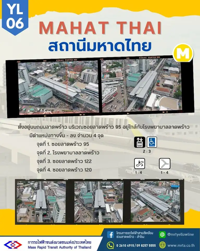 YL06 มหาดไทย โมโนเรล รถไฟฟ้าสายสีเหลือง ลาดพร้าว-สำโรง 23 สถานี เปิดบริการครบทุกสถานีแล้ว
