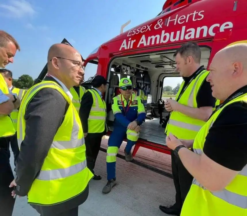 เยี่ยมชมการทำงานของ Essex and Herts Air Ambulance (EHAAT) ภารกิจลำเลียงผู้ป่วยทางอากาศยาน สถาบันแพทย์ฉุกเฉิน เดือนมิ.ย.66