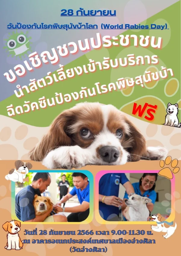 28 ก.ย.66 เทศบาลอ่างศิลา จัดฉีดวัคซีน [จัดไปแล้วปี 65-66] กิจกรรมฉีดวัคซีนป้องกันพิษสุนัขบ้าทั่วไทยฟรี