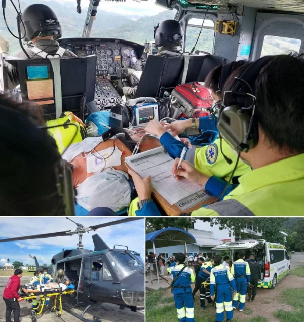 22 กันยายน บินฮ.Bell 212 รับผู้ป่วยชาย จากสบเมย ส่งนครพิงค์ เกาะติดภารกิจ Sky Doctor เหนือ-ใต้ สิงหาคม-กันยายน 2566