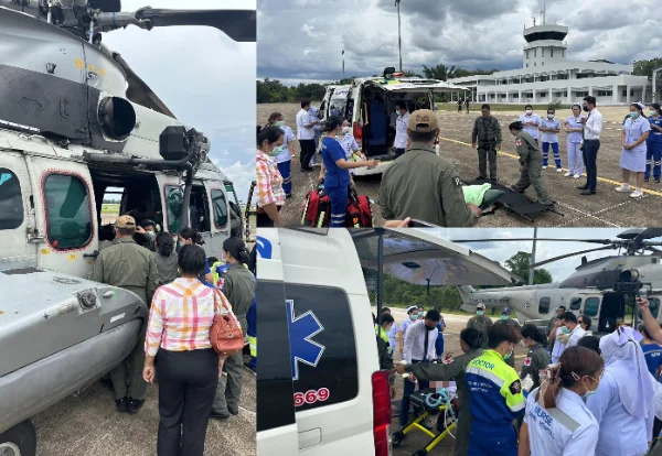 21 กันยายน ฮ.EC-725 บินรับผู้ป่วยไทย 64 ปี สมองขาดเลือด จากสุราษฎร์ ส่ง รพ.สงขลาฯ เกาะติดภารกิจ Sky Doctor เหนือ-ใต้ สิงหาคม-กันยายน 2566