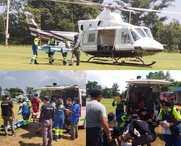 3 กันยายน ฮ.Bell 412 บินรับผู้ป่วยชาย 49 ปีจากฝางส่งนครพิงค์ เกาะติดภารกิจ Sky Doctor เหนือ-ใต้ สิงหาคม-กันยายน 2566