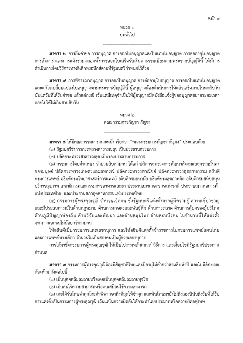 หมวด 1 บททั่วไป / หมวด 2 คณะกรรมการ กัญชา กัญชง ร่าง พ.ร.บ.กัญชา กัญชง ฉบับกรมการแพทย์แผนไทยและการแพทย์ทางเลือก (19 หน้า)