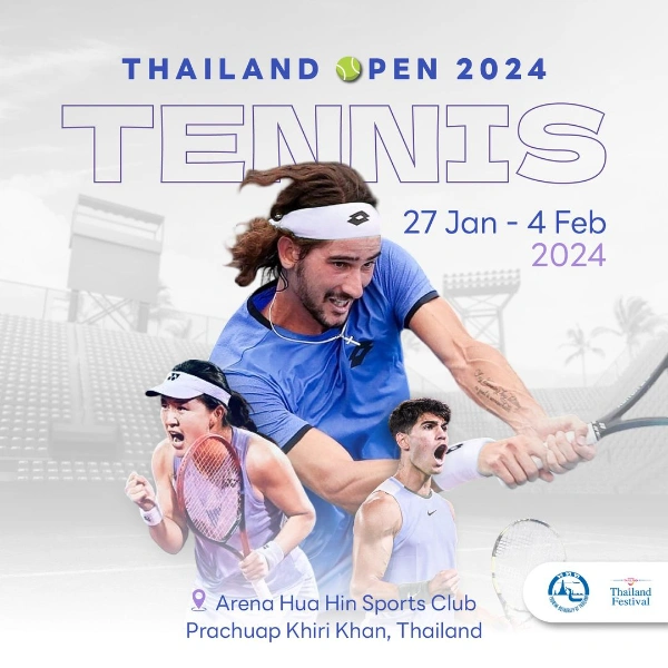 งานเทนนิสไทยแลนด์ โอเพ่น 2024 (27 มกราคม - 4 กุมภาพันธ์ 2024) ปฏิทินเทศกาลท่องเที่ยวใน จ.ประจวบคีรีขันธ์ ปี 2567 - หัวหิน ประจวบ ปราณบุรี