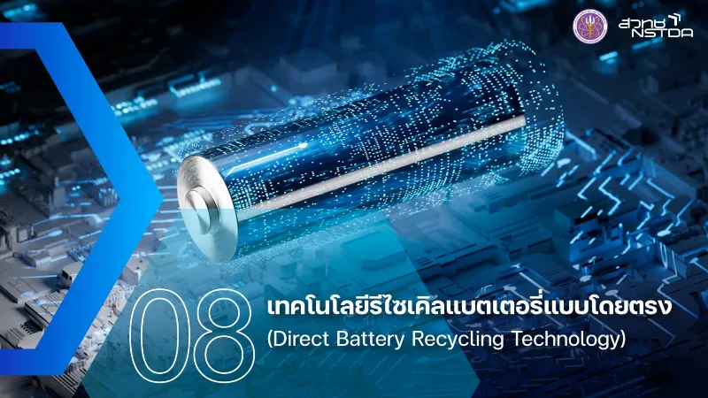 8. เทคโนโลยีรีไซเคิลแบตเตอรี่แบบโดยตรง (Direct Battery Recycling Technology) สวทช.เผย 10 เทคโนโลยีที่น่าจับตามอง 2567