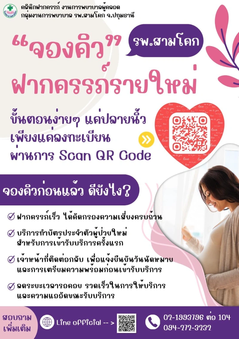 บริการคลินิกฝากครรภ์ รายใหม่ รพ.สามโคก บริการคลินิกผู้ป่วยนอก-คลินิกพิเศษ โรงพยาบาลสามโคก