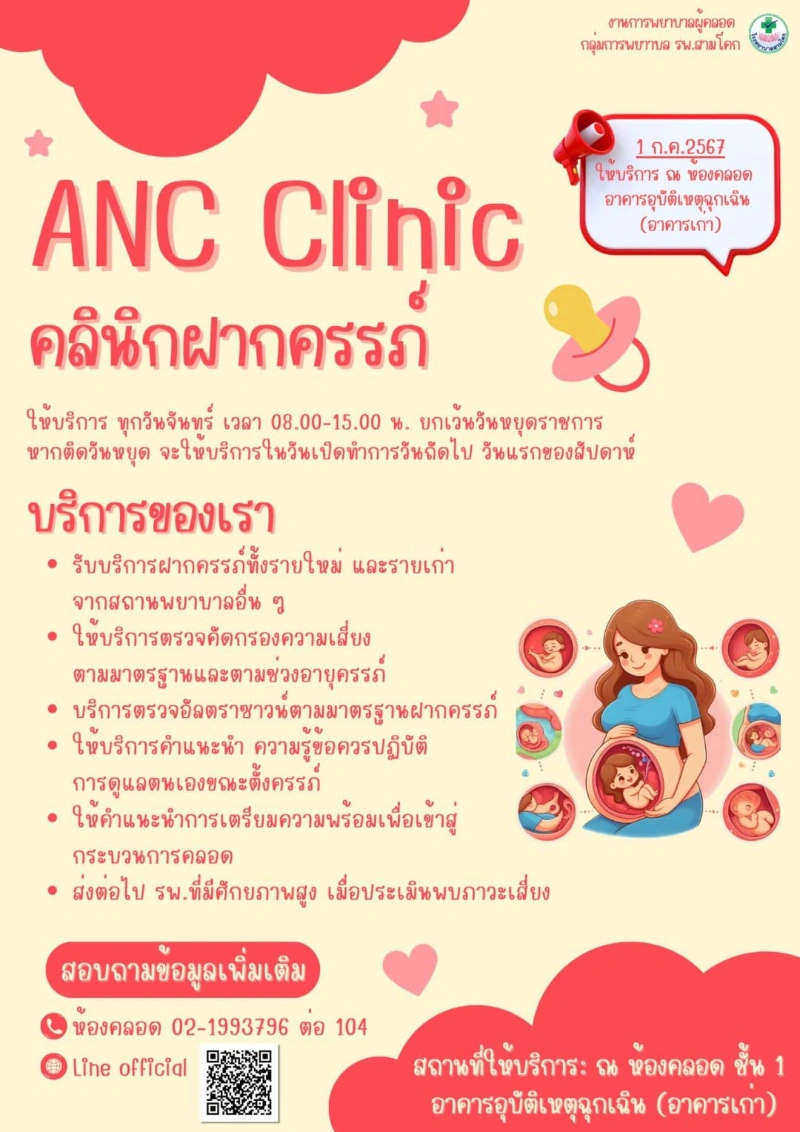 ANC บริการคลินิกผู้ป่วยนอก-คลินิกพิเศษ โรงพยาบาลสามโคก