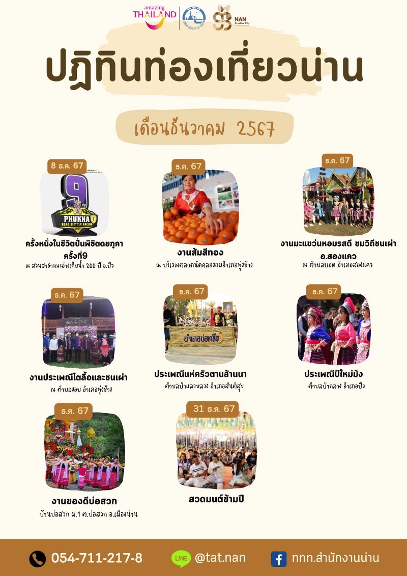 ปฏิทินกิจกรรมในจ.น่าน เดือนธันวาคม 2567 