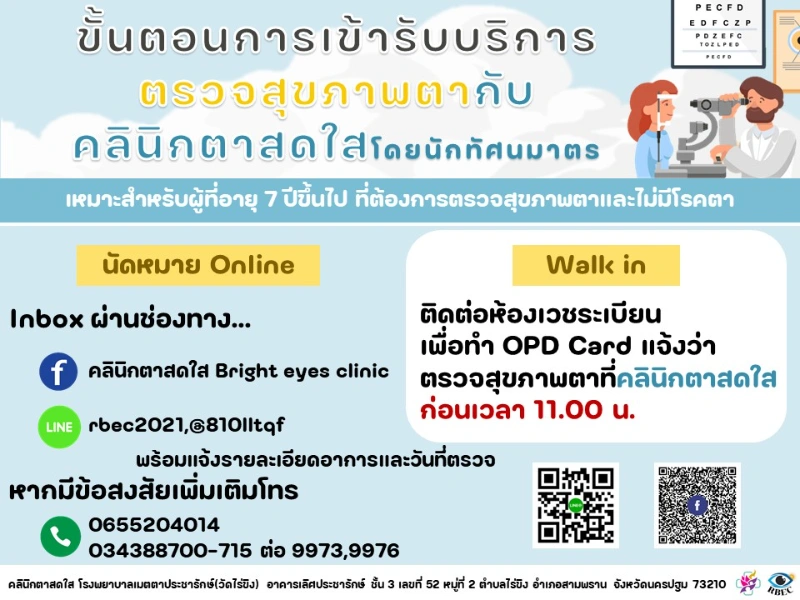 ขั้นตอนการรับบริการตรวจสุขภาพตากับคลินิกตาสดใส 