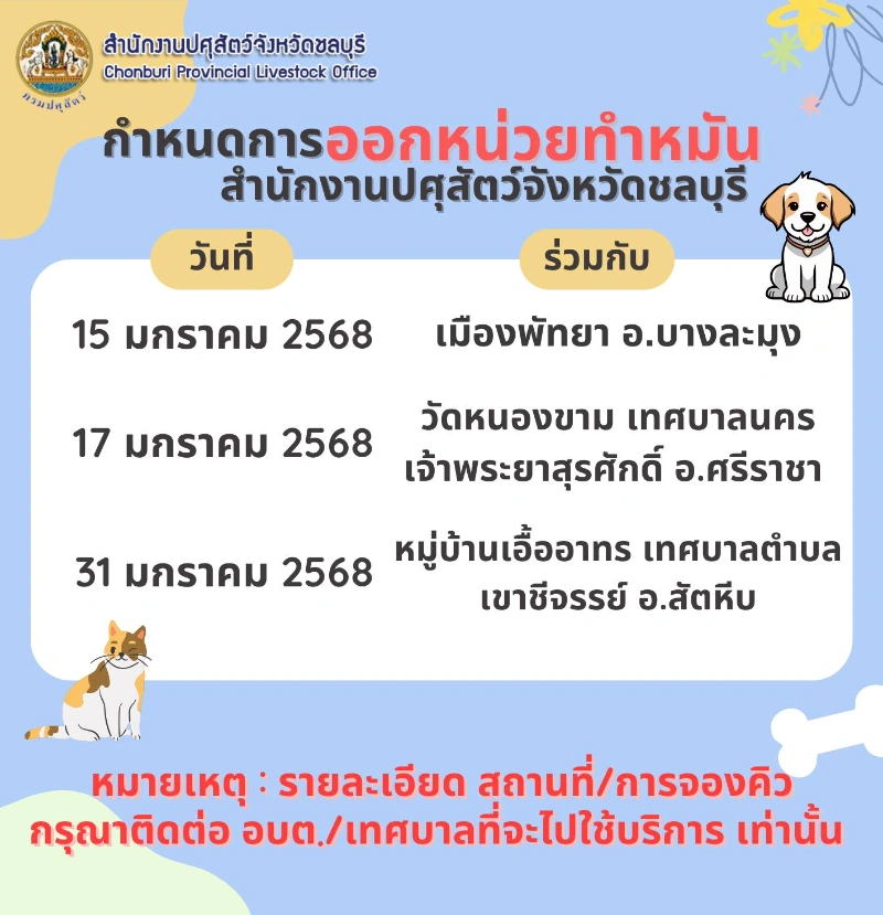 ตารางออกหน่วยเดือนมกราคม 2568 