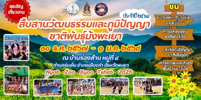 งานสืบสานวัฒนธรรมและภูมิปัญญา ชาติพันธุ์ม้งพะเยา ประจำปี 2568 วันที่ 30ธันวาคม 2567-1 มกราคม 2568 