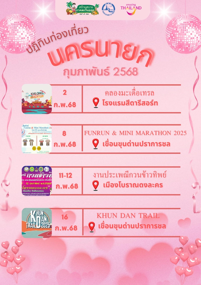 ปฎิทินกิจกรรมนครนายก กุมภาพันธ์ 2568 