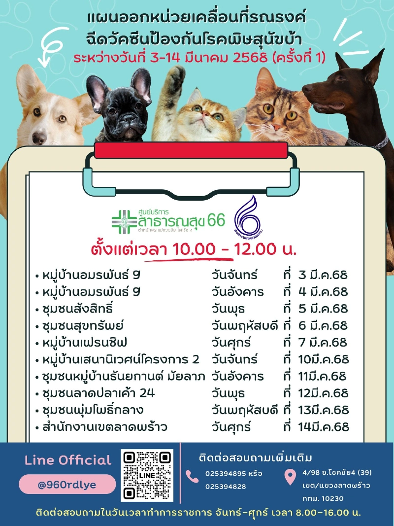 เขตลาดพร้าว ร่วมกับศูนย์บริการสาธารณสุข 66 ตำหนักพระแม่กวนอิม โชคชัย 4 