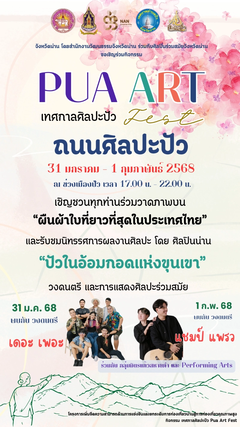 PUA ART FEST เทศกาลศิลปะปัว วันที่ 30-31 ม.ค. 2568  