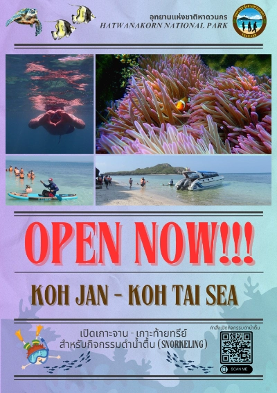 กิจกรรมดำน้ำตื้น (Snorkeling)  บริเวณเกาะจาน-เกาะท้ายทรีย์ ตั้งแต่วันที่ 24 กุมภาพันธ์ 2568 เป็นต้นไป 