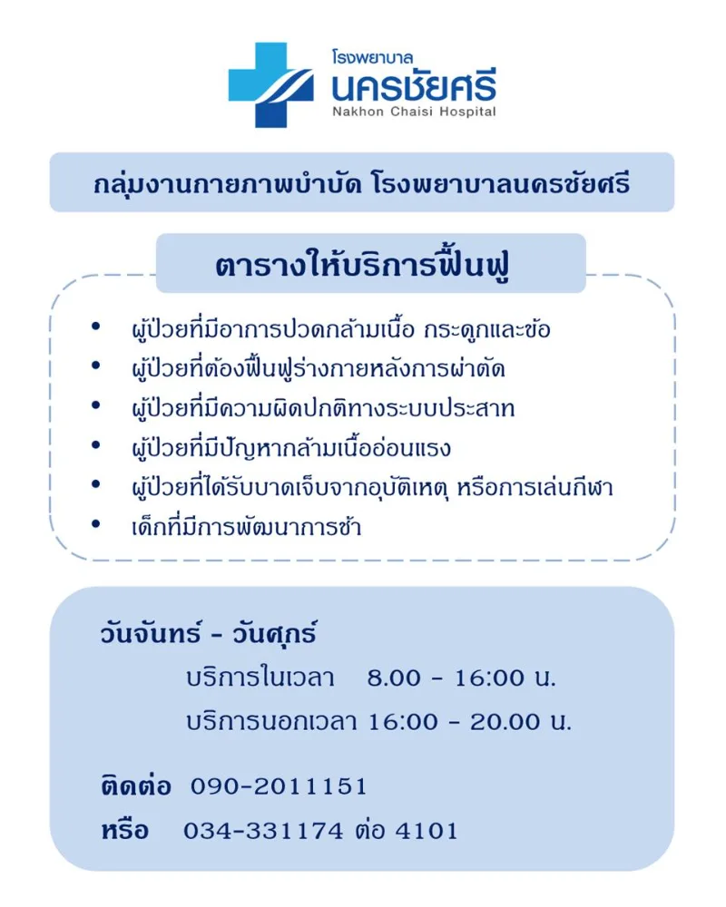 โรงพยาบาลนครชัยศรี : ตารางให้บริการกลุ่มงานปฐมภูมิองค์รวม