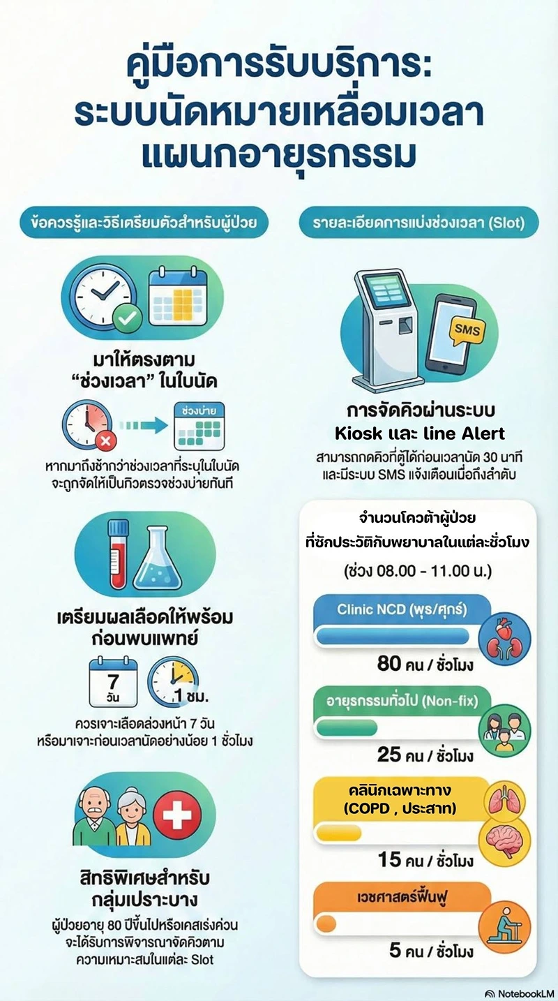 คำแนะนำระบบนัดหมายเหลื่อมเวลา แผนกอายุรกรรม  รพ.นครนายก : บริการตรวจรักษาผู้ป่วยนอก - ศูนย์สุขภาพโลตัสเปิดแล้ว
