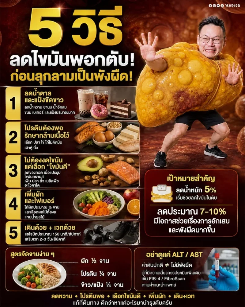 5 วิธีลดไขมันพอกตับ [Infographic] ส่องสัญญาณอาการ โรคหัวใจ เส้นเลือดหัวใจตีบ