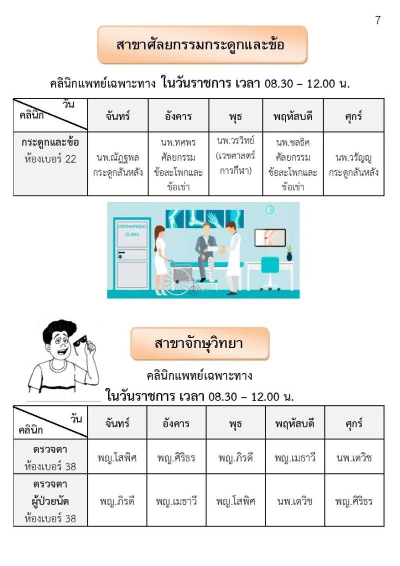 ศัลยกรรม และ จักษุ รพ.หนองคาย รพ.หนองคาย : ตารางบริการแพทย์ คลินิกเฉพาะทางผู้ป่วยนอก