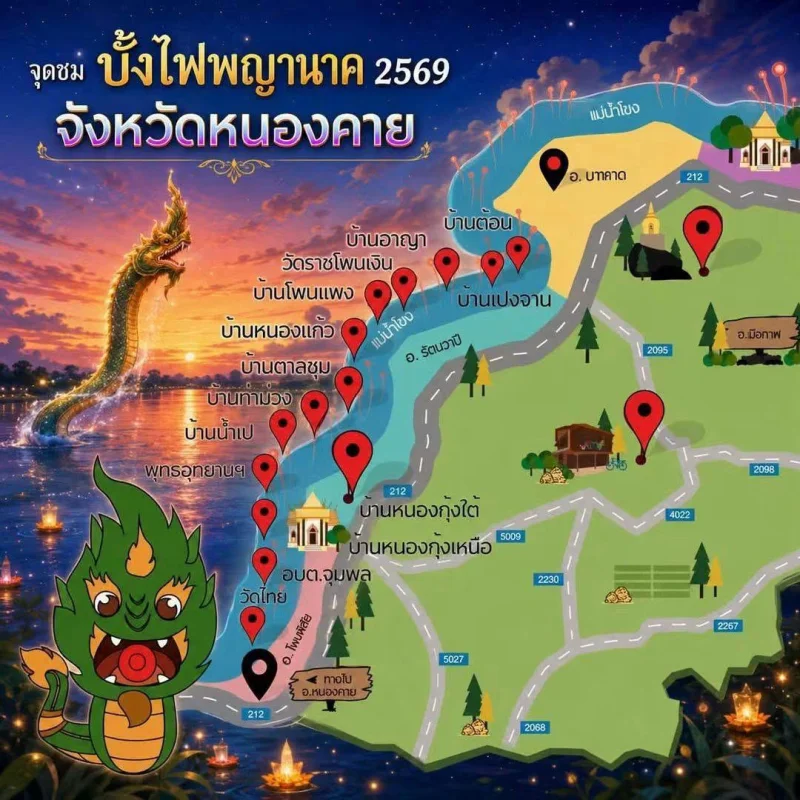 26 ตุลาคม 2569 ไปชมบั้งไฟพญานาค ปฏิทินเทศกาลท่องเที่ยวกิจกรรม จ.หนองคาย
