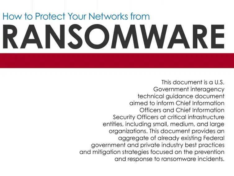 คำแนะนำจาก Cybersecurity & Infrastructure Security Agency (CISA) ของสหรัฐอเมริกา ในการป้องกันและรับมือกับ ransomware HealthServ