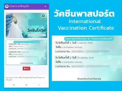 วัคซีนพาสปอร์ตของประเทศไทย Vaccine Passport Thailand HealthServ.net