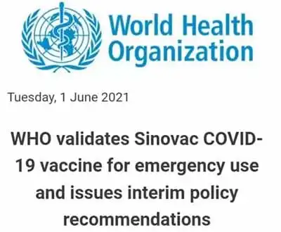 องค์การอนามัยโลก (WHO) อนุมัติวัคซีนซิโนแวคของจีน การใช้งานในกรณีฉุกเฉินแล้ว HealthServ.net