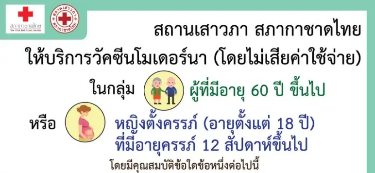 สภากาชาดไทย เปิดลงทะเบียนรับวัคซีนโมเดอร์นา 2 กุมภาพันธ์ 2565 (โดยไม่เสียค่าใช้จ่าย) HealthServ.net