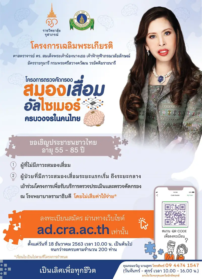 โครงการตรวจคัดกรองสมองเสื่อมอัลไซเมอร์ครบวงจรในคนไทย HealthServ
