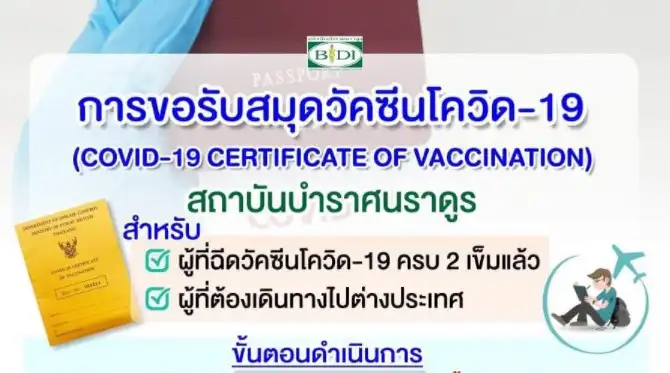 การขอรับสมุดวัคซีนโควิด-19 สถาบันบำราศนราดูร (Covid-10 Certification of Vaccination) HealthServ