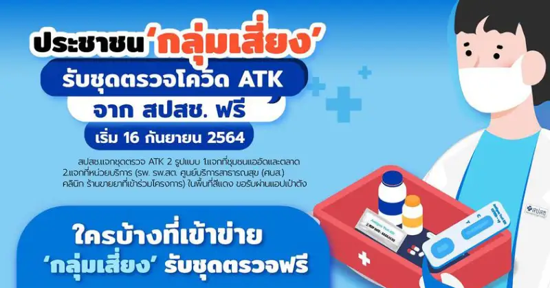 สปสช.เริ่มแจกชุดตรวจโควิด ATK ฟรี 16 กันยายน 2564 นี้ ใครขอรับได้บ้าง เช็คได้ที่นี่ HealthServ