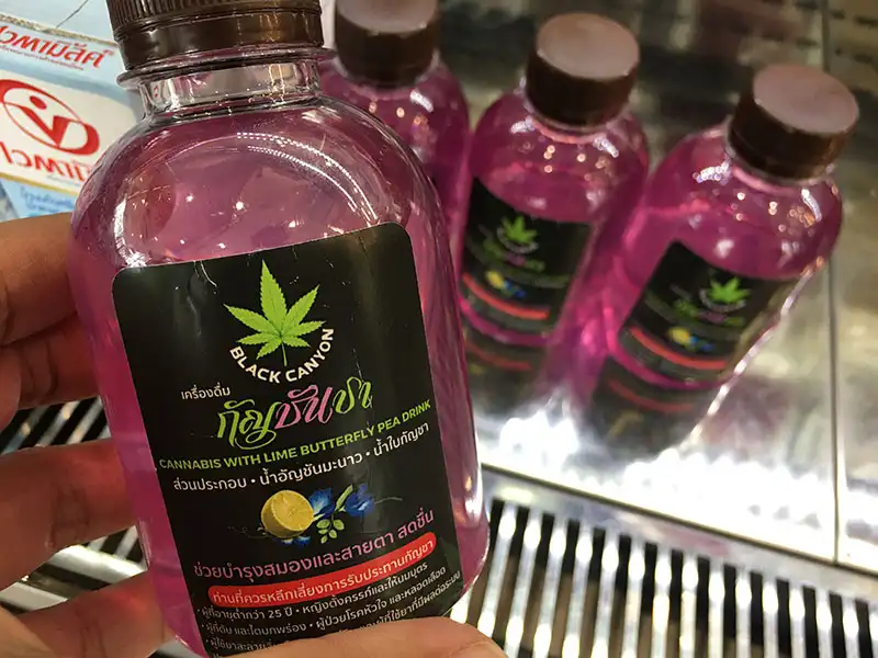 เครื่องดื่มน้ำกัญชัญชา Cannabis with Lime Butterfly pea drink  HealthServ
