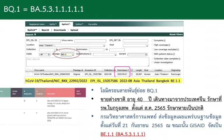 กรณีพบสายพันธุ์ BQ.1 รายแรกในไทย HealthServ