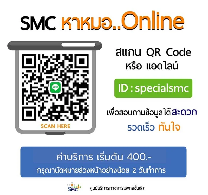 อยู่ที่ไหนก็หาหมอได้ เพียงแอดไลน์ SMC หาหมอ Online SMC ศูนย์บริการทางการแพทย์ชั้นเลิศ โรงพยาบาลศรีนครินทร์ HealthServ