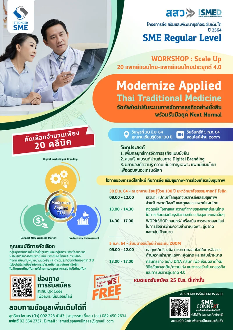 WORKSHOP - Scale Up 20 แพทย์แผนไทย-แพทย์แผนไทยประยุกต์ 4.0 HealthServ
