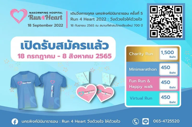 นครพิงค์มินิมาราธอนครั้งที่ 5 Run 4 Heart 2022 สนาม 700 ปี เชียงใหม่ 18 ก.ย.65 HealthServ