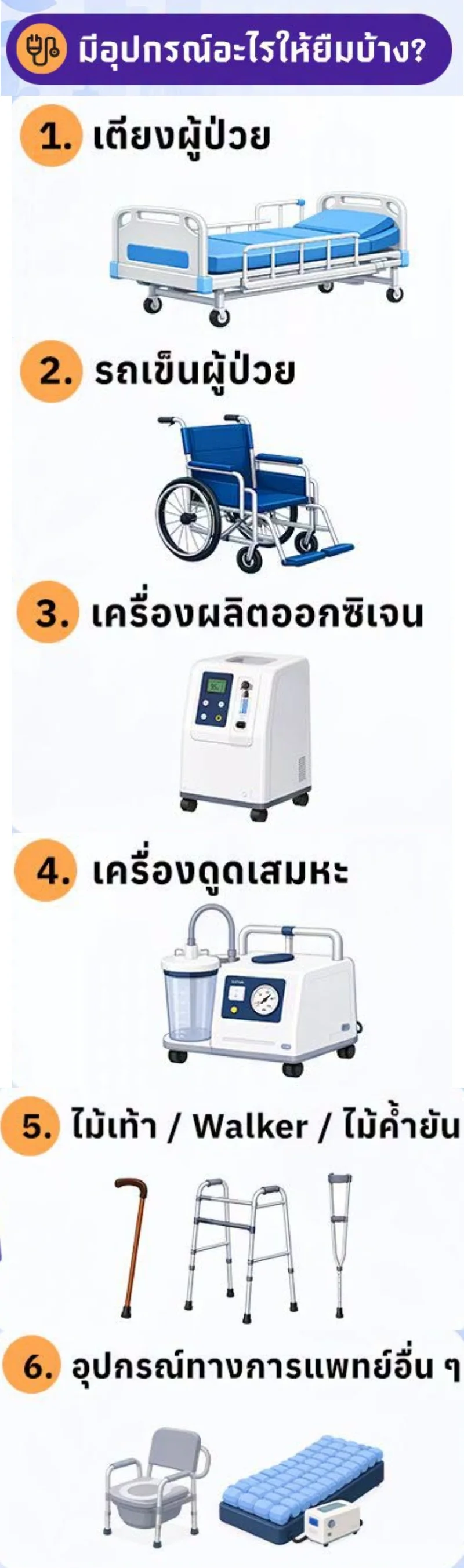 อุปกรณ์ที่สามารถยืมได้ HealthServ