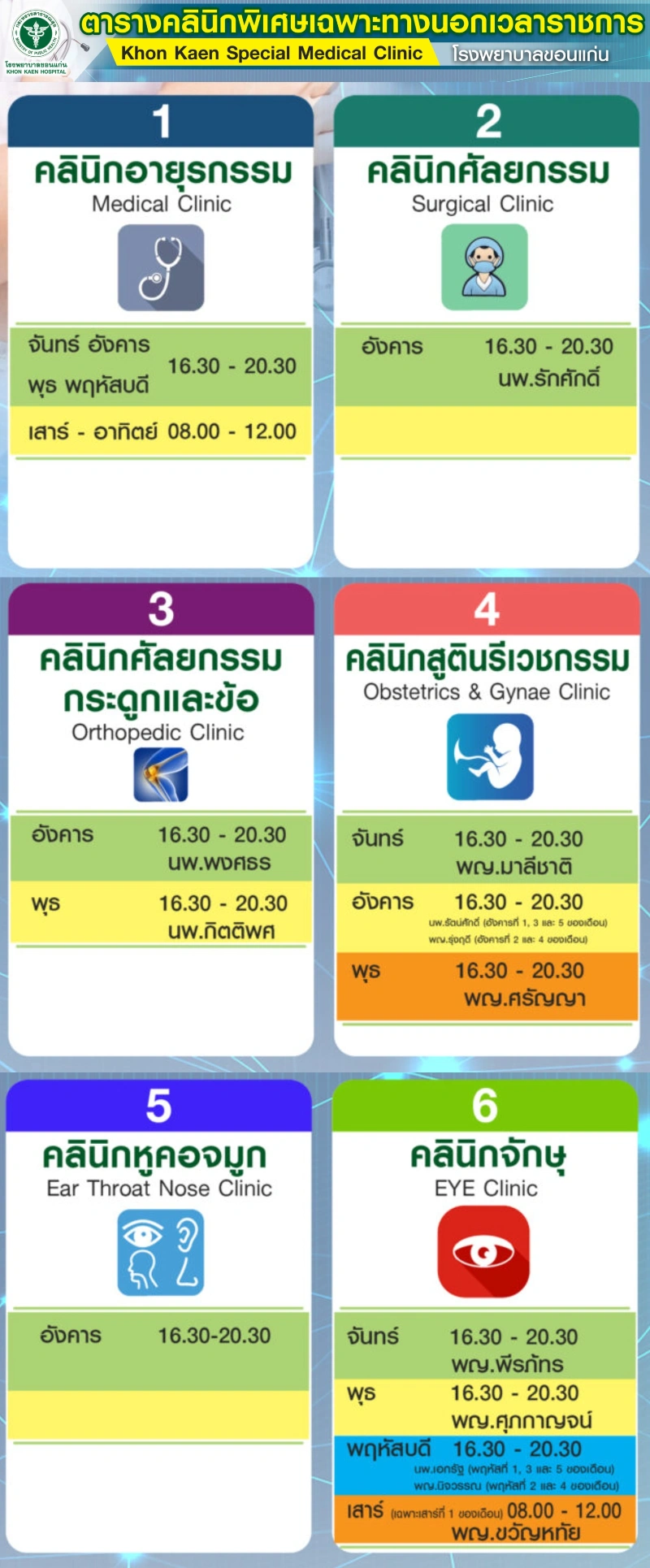 คลินิกพิเศษเฉพาะทางนอกเวลาราชการ โรงพยาบาลขอนแก่น HealthServ