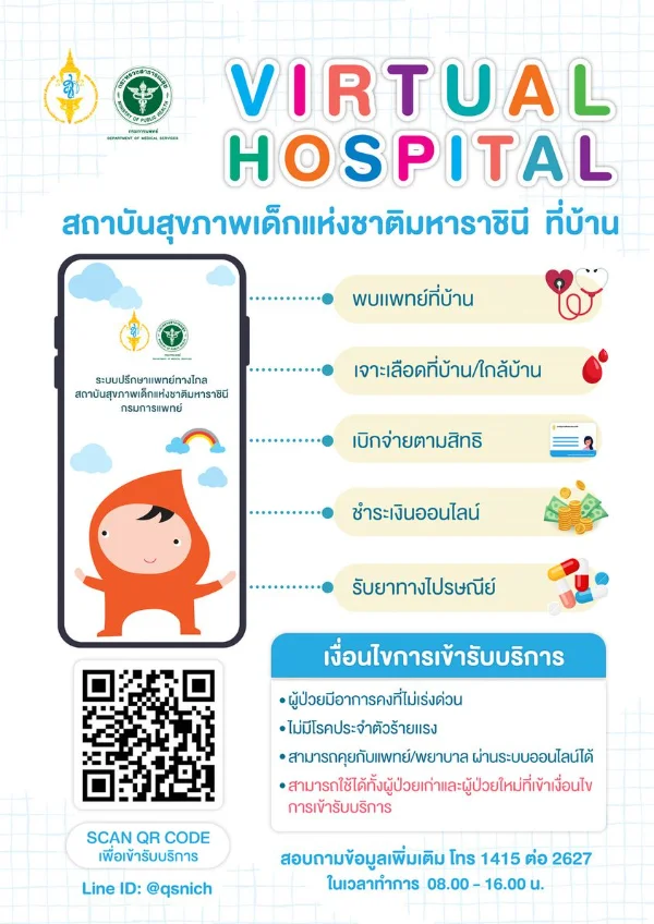 ระบบรักษาพยาบาลทางไกล สถาบันสุขภาพเด็กฯ (Virtual Hospital) เปิดบริการแล้ว HealthServ