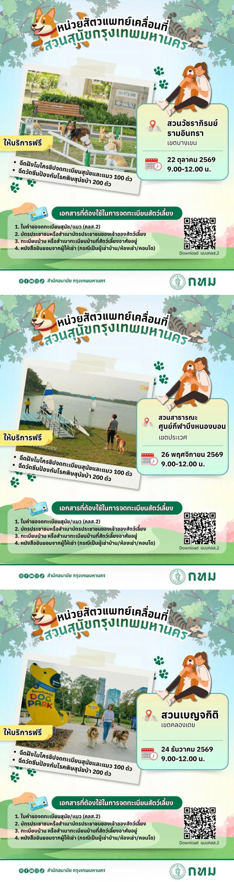 8 สวนสุนัข (Dog Park) กทม. บริการฝังไมโครชิป-ฉีดวัคซีน ฟรี ปี 69-70 HealthServ