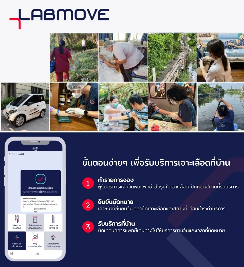 รพ.ชลบุรี ร่วมกับ Labmove บริการเจาะเลือดถึงบ้านผู้ป่วย HealthServ