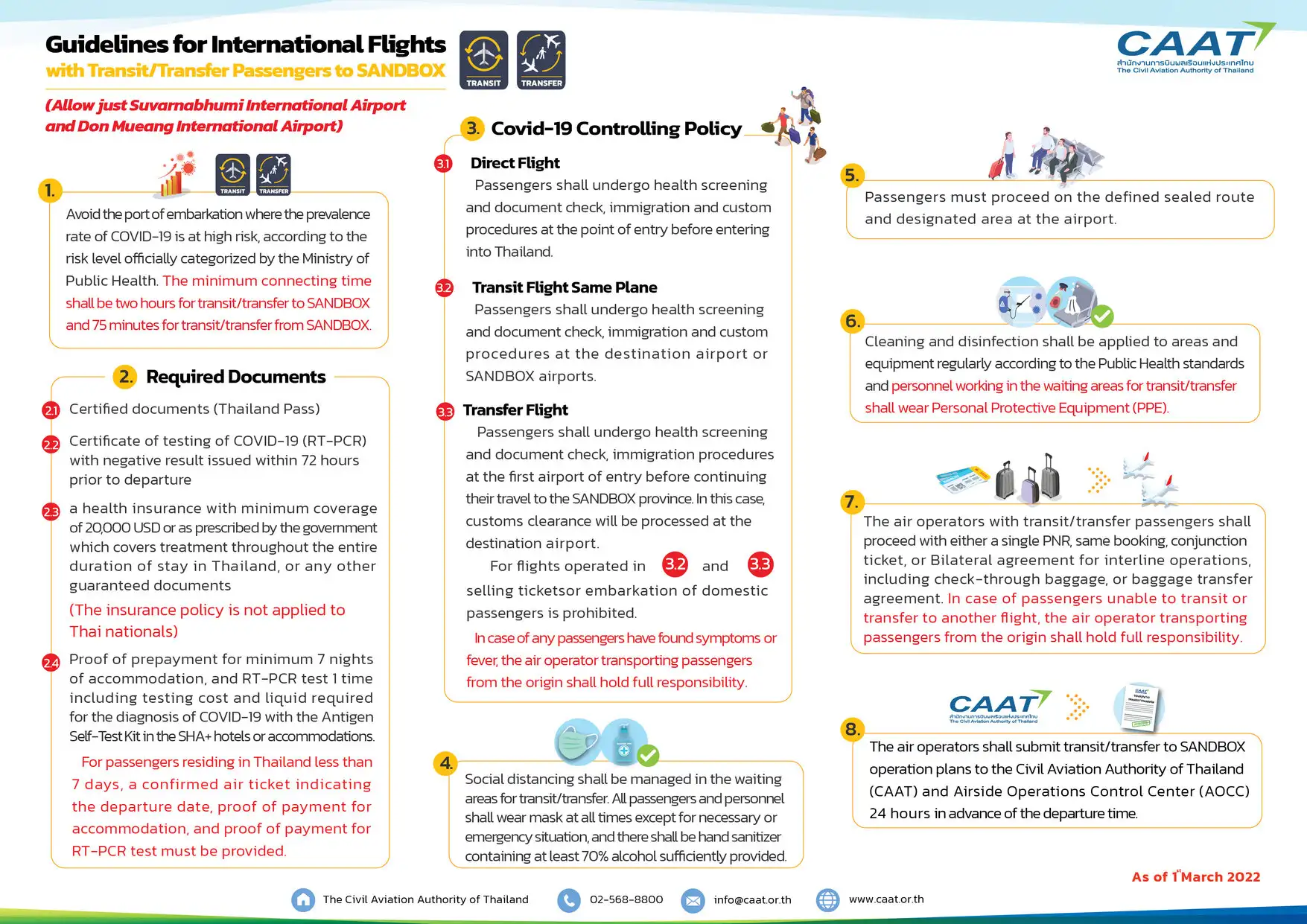 CAAT : Guidelines for International flight with Transit/Transfer passengers [March 2022] HealthServ