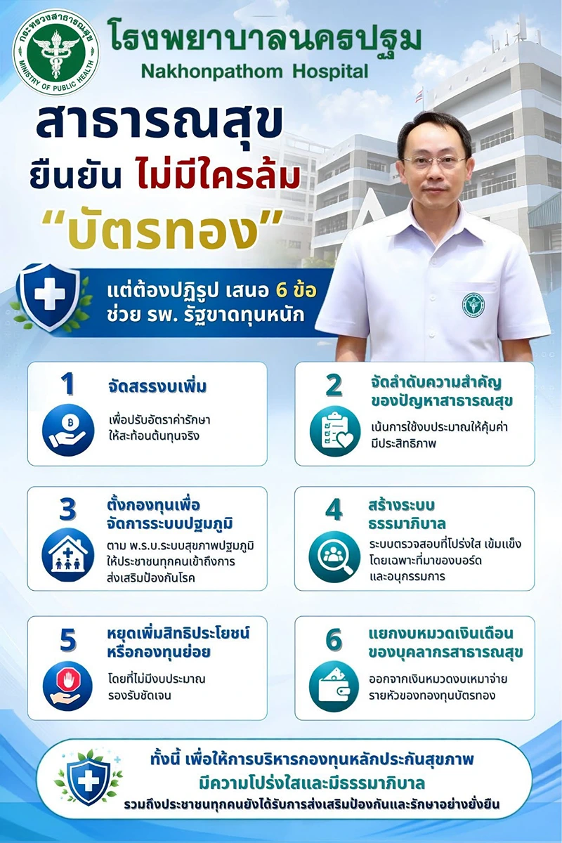 รพ.นครปฐมหนุนปฏิรูปบัตรทอง 6 ข้อ HealthServ